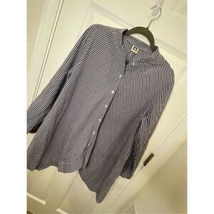 Anne Klein checkered size 14 top blue white  long sleeve